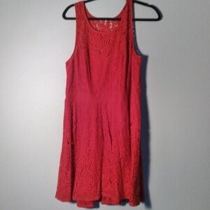 🦋 Red Lace Sleeveless Dress Date Night